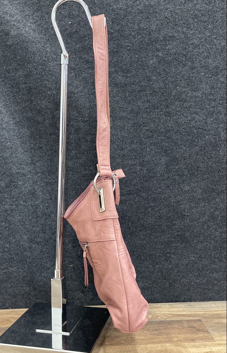 Stone Mountain Pink Leather Hobo Shoulder Bag Silver Hardware Purse