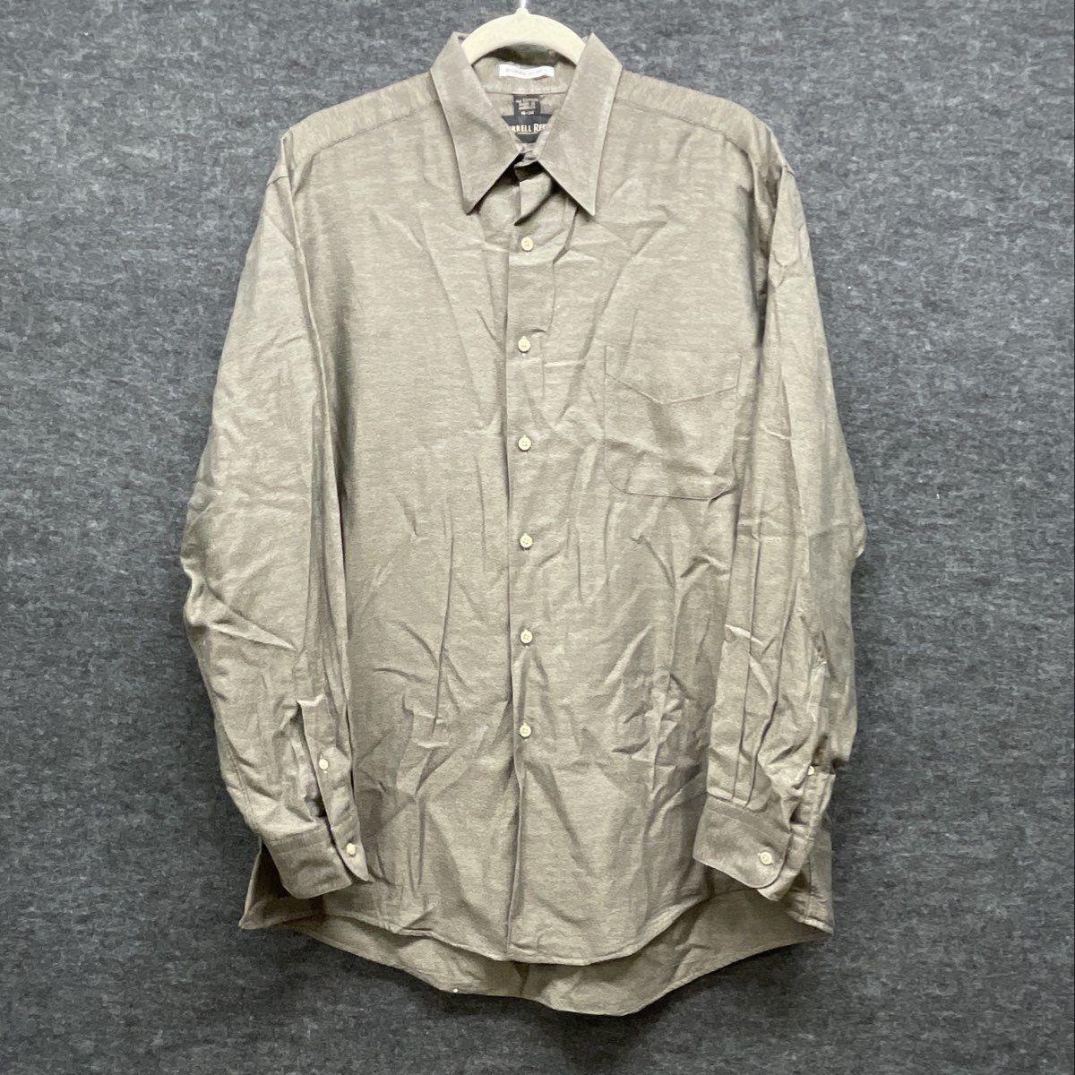 Vintage Ferrell Reed Men's Olive Gray Dobbs Cloth Button Up Shirt USA Sz 16-34