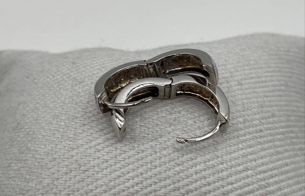 925 Sterling Silver Diamond Accent Huggie Hoop Earrings 4.5g