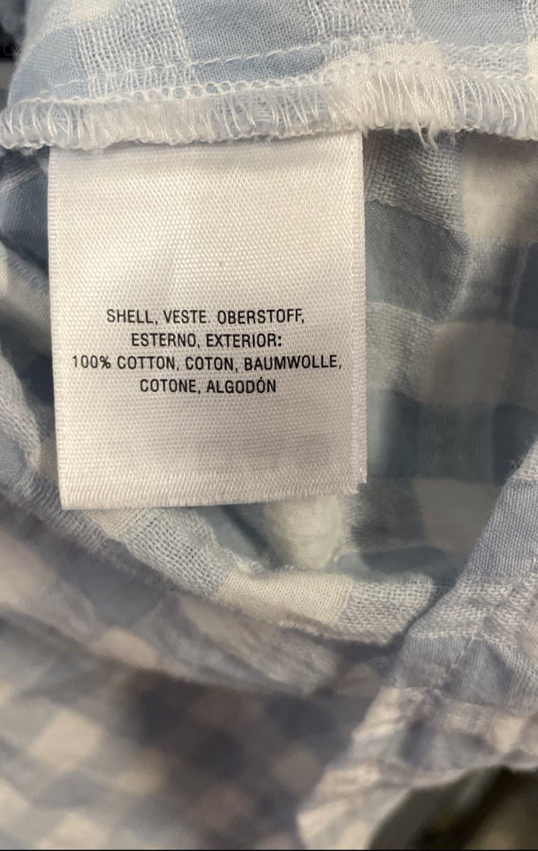 Maeve Anthropologie Women's Blue White Gingham Peplum Tie Back Top Sz 16