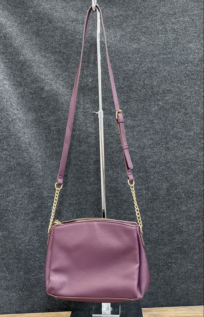 Nanette Lepore Purple Pebbled Leather Triple Zip Crossbody Shoulder Bag