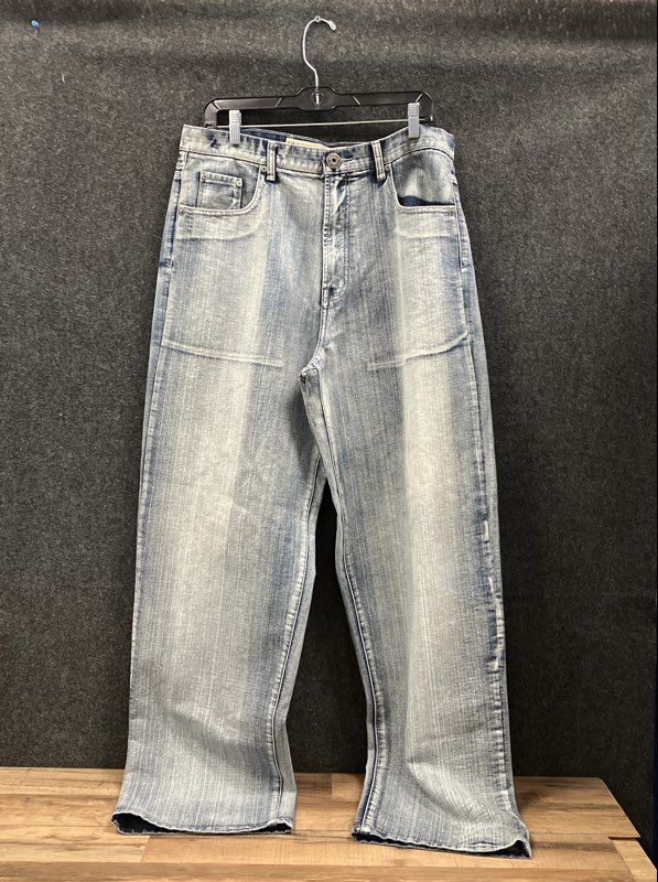 Vintage Y2K Brooklyn Express Men's Light Wash Wide Leg Baggy Jeans Size 34x34