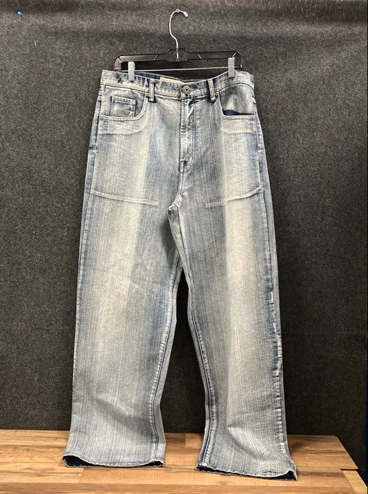 Vintage Y2K Brooklyn Express Men's Light Wash Wide Leg Baggy Jeans Size 34x34