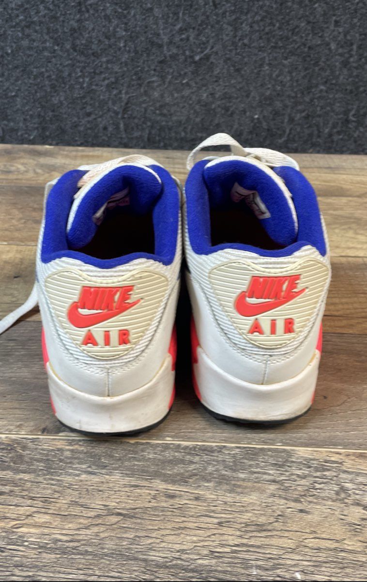 Nike Air Max 90 Essential White Deep Royal Blue Hyper Pink Size 8