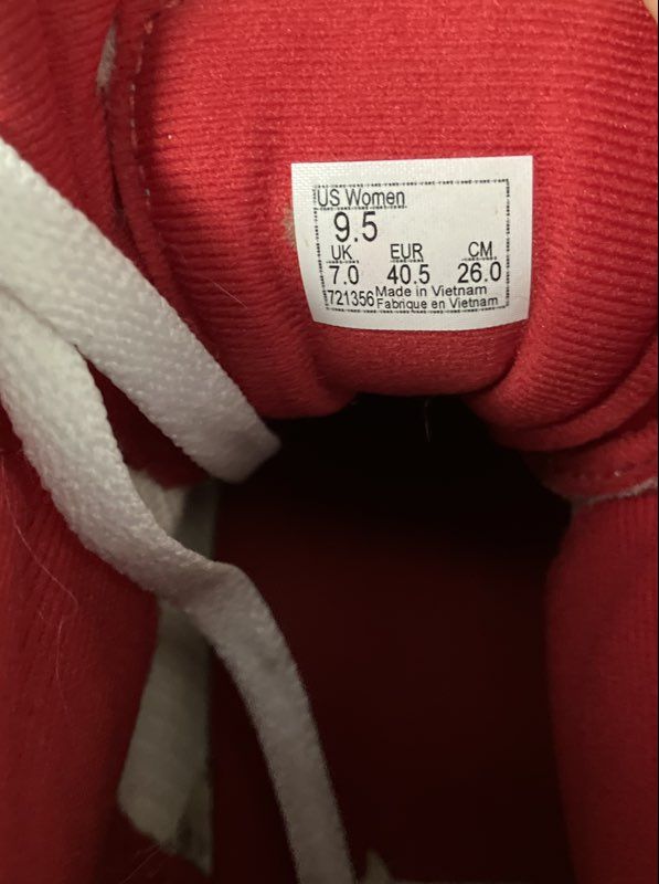 Vans Sk8-Hi Red White Canvas High Top Sneakers Women's Size 9.5