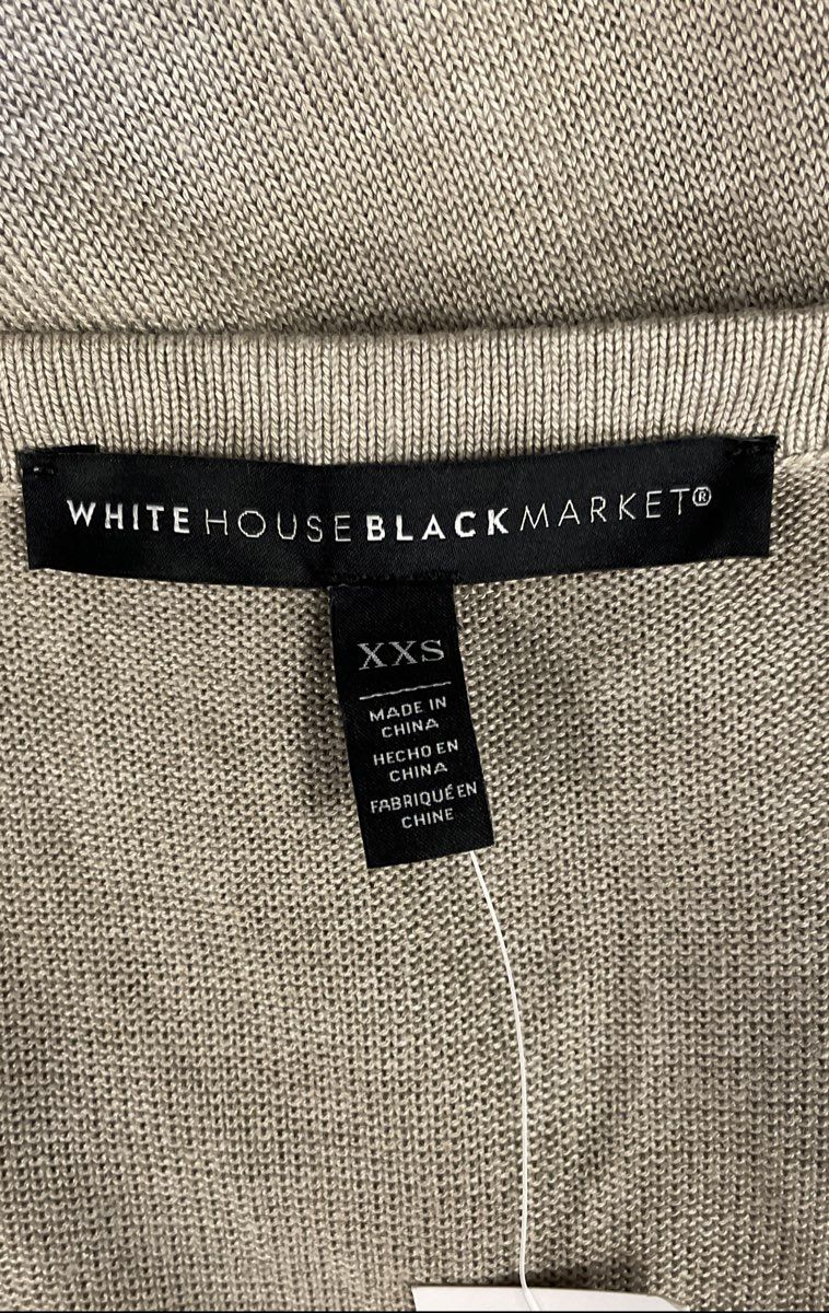White House Black Market Women's Studded 3/4 Sleeve Pullover Biscotti Sz XXS NWT