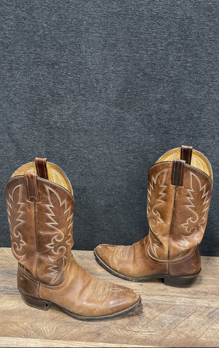 Justin 2114R Apache Tan Leather Western Cowboy Boots Men's Size 9D