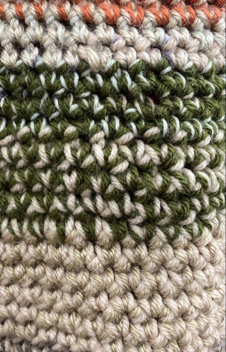 Earth Tone Multi-color Crochet Knit Reversible Tote Bag Large Bohemian Purse