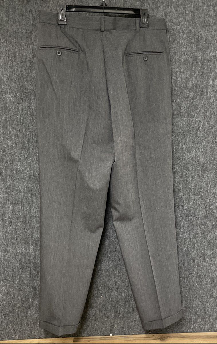Vintage Y2K Slates Men's Gray Pleated Pants Classic Fit Wool Blend Sz 34x32