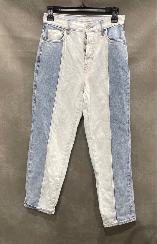 Pacsun Women's Blue Two-Tone Panelled High Rise Button Fly Jeans 100% Cotton