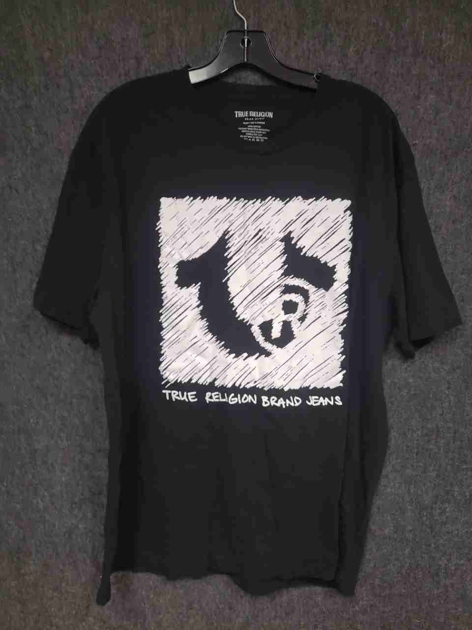 True Religion Men's Big & Tall Black Graphic Horseshoe T-Shirt 3XL