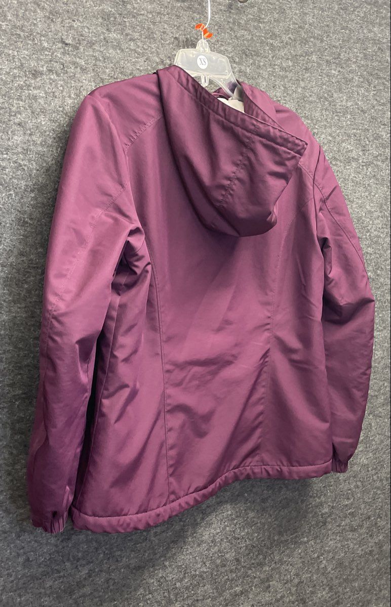 Eddie Bauer Women's Purple Fleece Lined Hooded Jacket Full Zip Outdoor Sz L