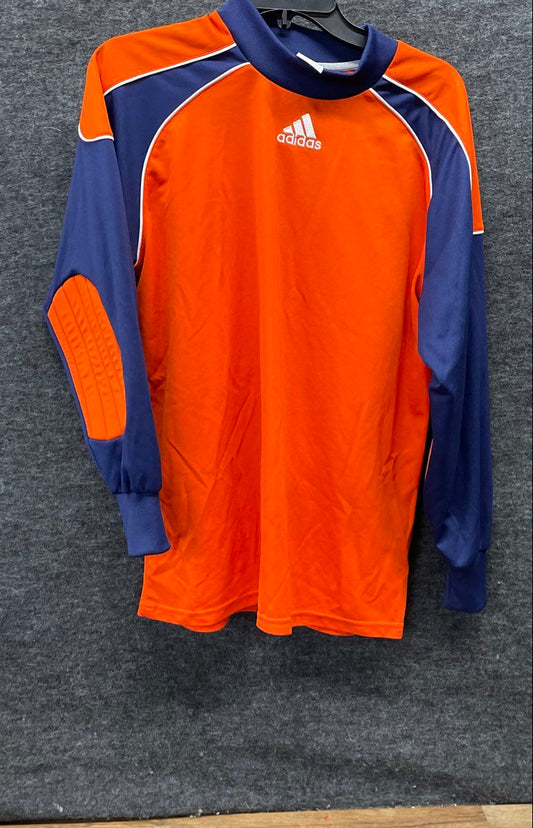Vintage Y2K Adidas Men's Goalkeeper Jersey Orange Blue Padded Climalite Sz S
