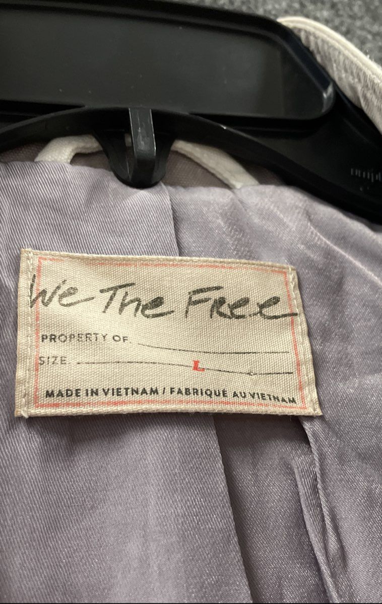 We The Free Women's Purple Colorblock Canvas Zip Up Jacket Lavender Cream Sz L