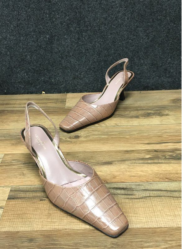Liz Claiborne Flex Taupe Croc Embossed Slingback Kitten Heel Pumps Size 8M