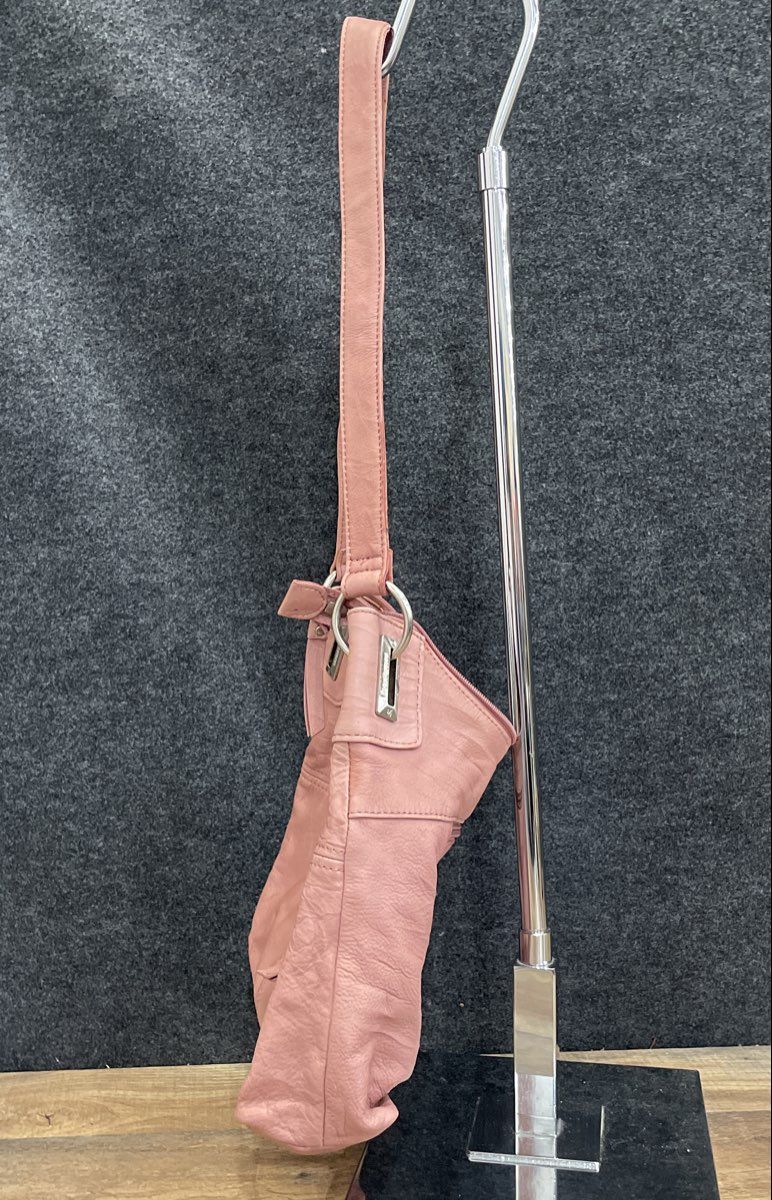 Stone Mountain Pink Leather Hobo Shoulder Bag Silver Hardware Purse
