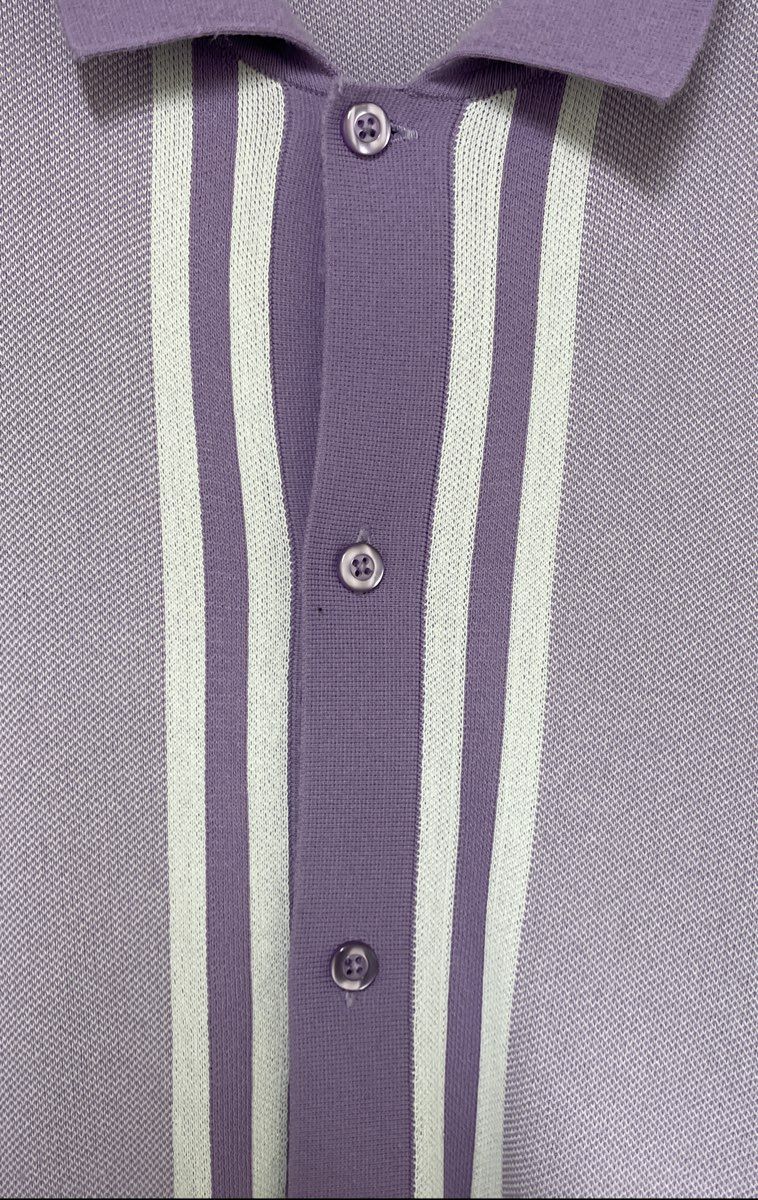 Paisley & Gray Men's Lavender Knit Vertical Stripe Slim Fit Polo Shirt Sz XXL