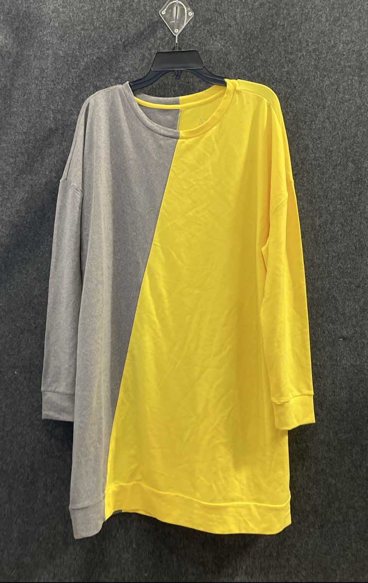 New York & Company Women's Yellow & Grey Colorblock Long Sleeve Top Sz XXL NWT