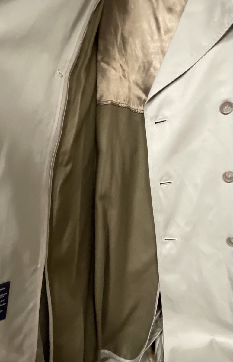 Stafford Men's Double Breasted Trench Coat Tan Khaki Belted Epaulettes Sz 42 R