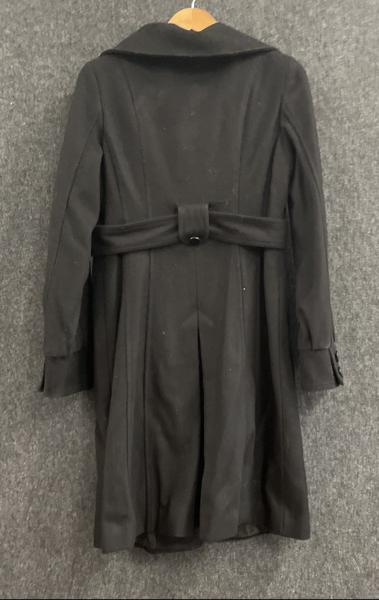 Guess Women's Black Wool Blend Funnel Neck Button Front Long Coat Sz S