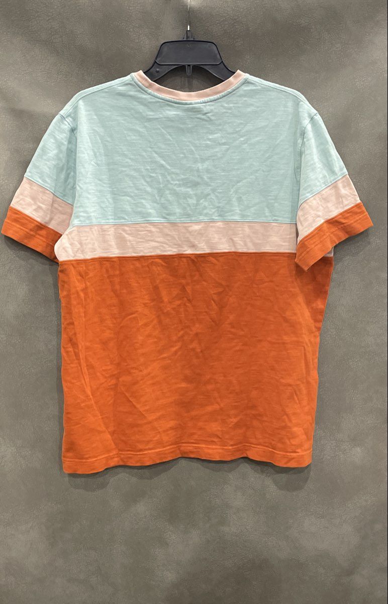 Nike Men's Colorblock Short Sleeve Cotton T-Shirt Orange Blue Tan Sz L