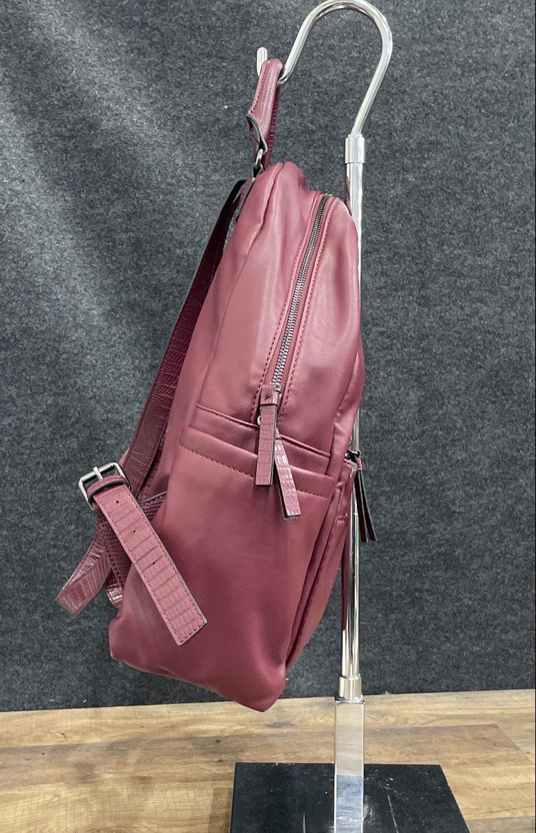 Simply Vera Vera Wang Maroon Faux Leather Backpack Large Laptop Sleeve