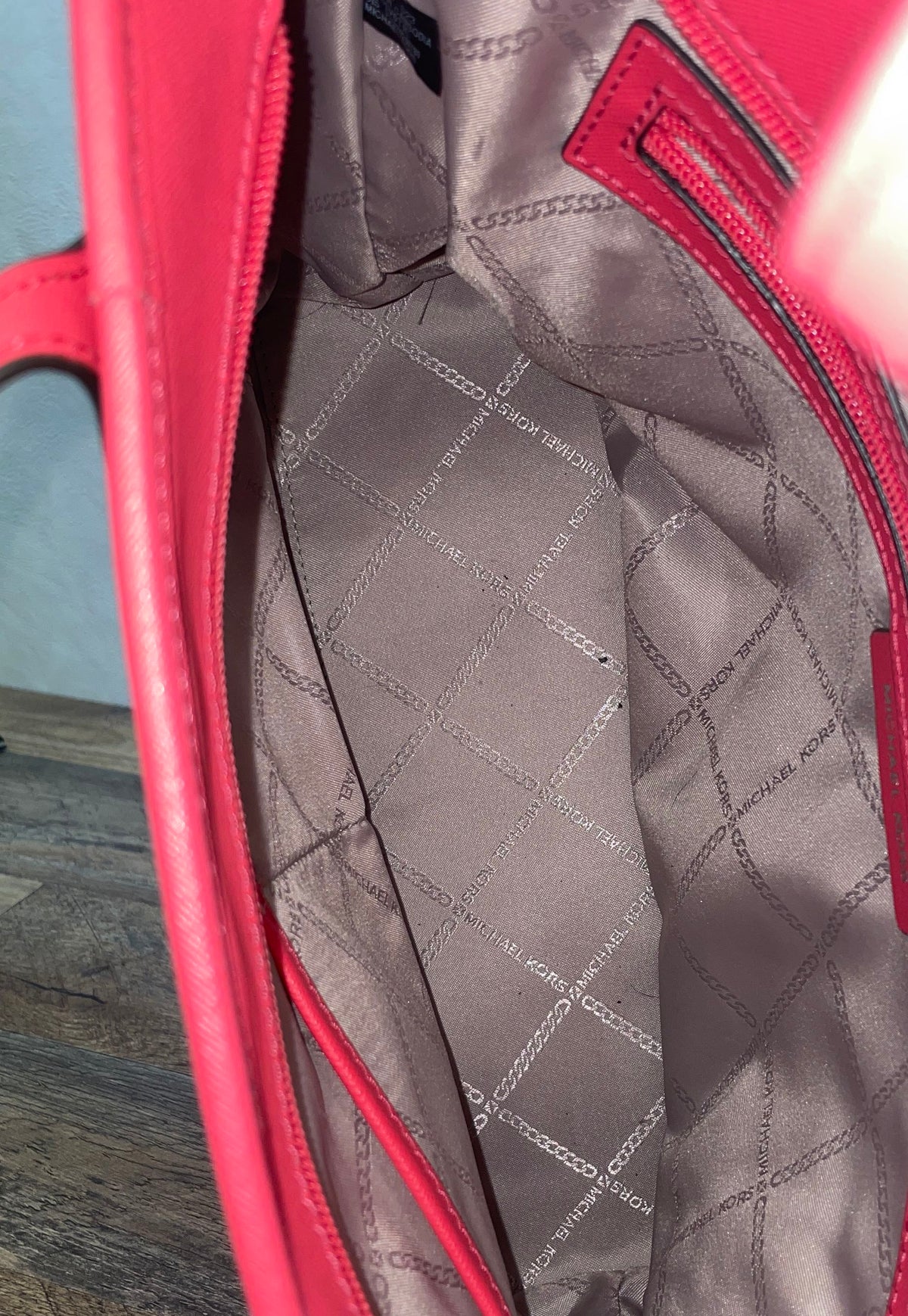 Michael Kors Pink Nylon Saffiano Leather Trim Large Tote Bag