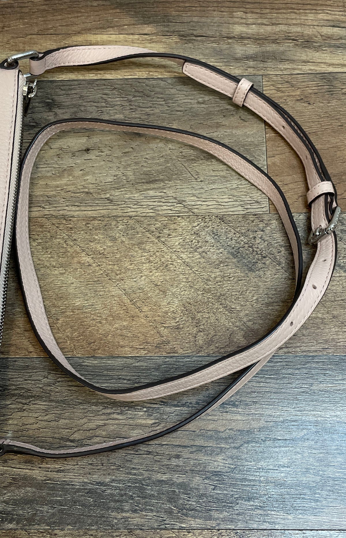 Michael Kors Blush Pink Pebbled Leather Flat Crossbody Bag Silver Hardware