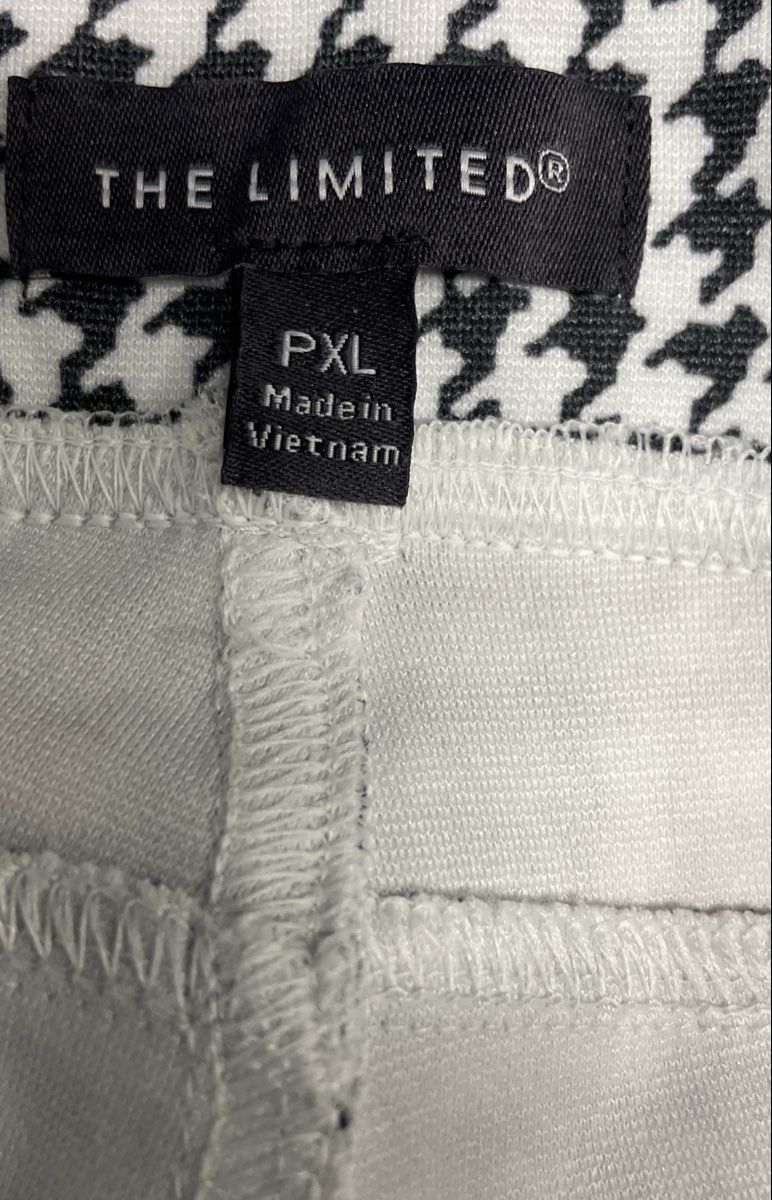 The Limited Women's Black White Houndstooth Pull On Tapered Leg Pants NWT Sz PXL