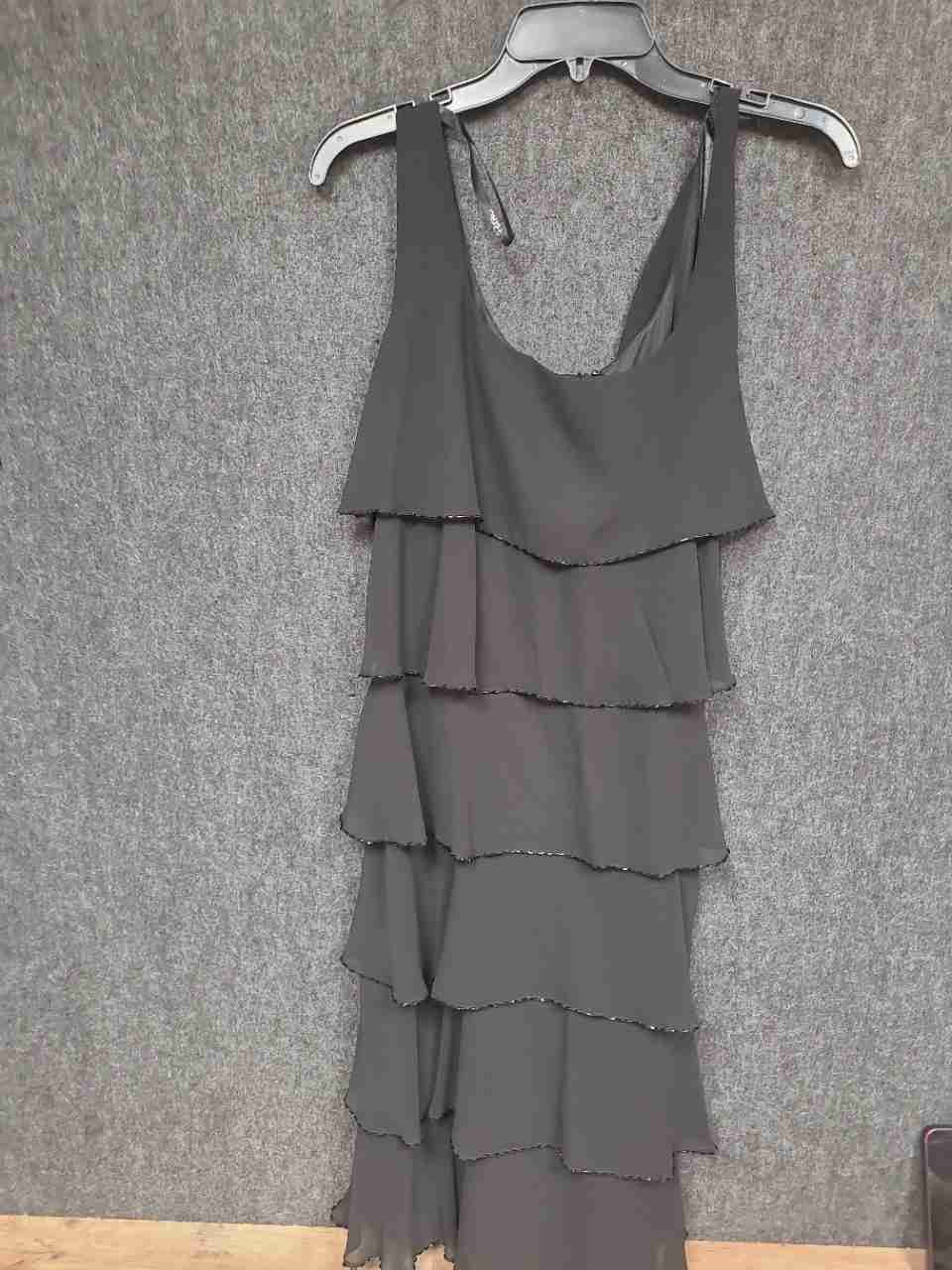 Patra Women's Black Tiered Beaded Trim Sleeveless Cocktail Dress NWT Size 14