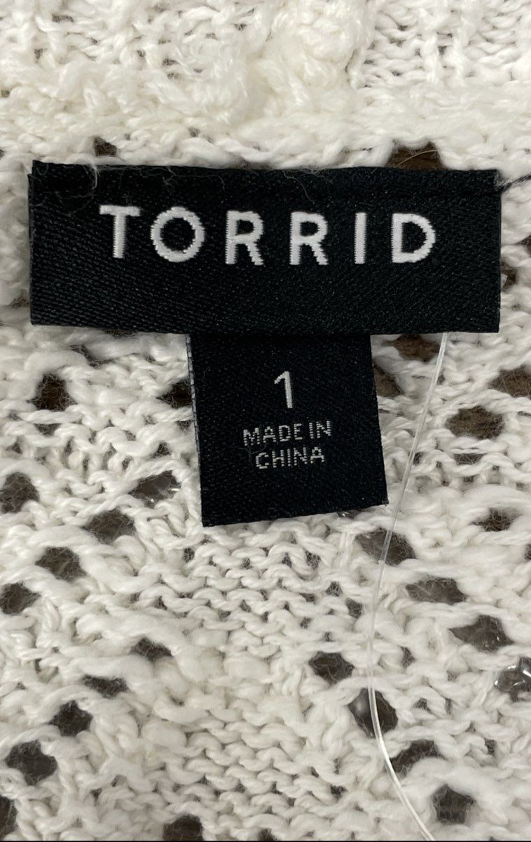 Torrid Women's Pristine Pointelle Tie Front Shrug Sweater White Sz 1X NWT