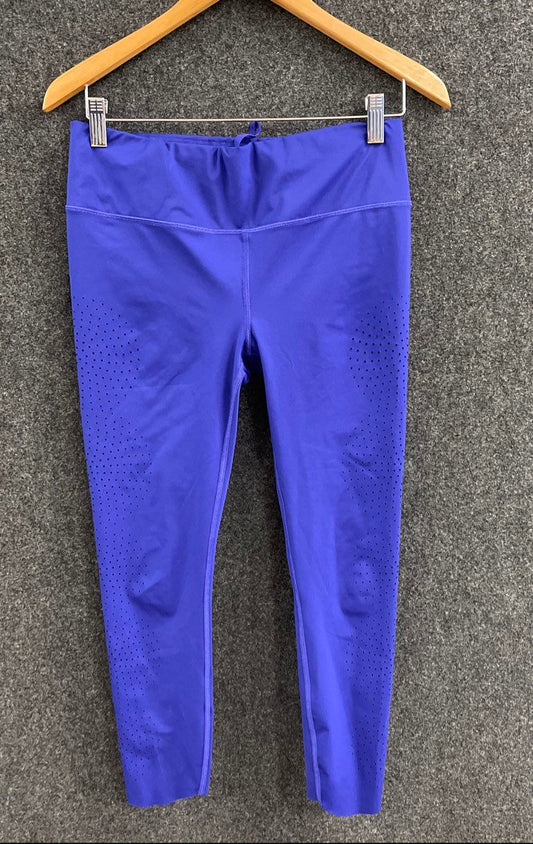Athleta Women's Purple Velocity Laser-Cut Active Leggings Zip Pocket Sz S