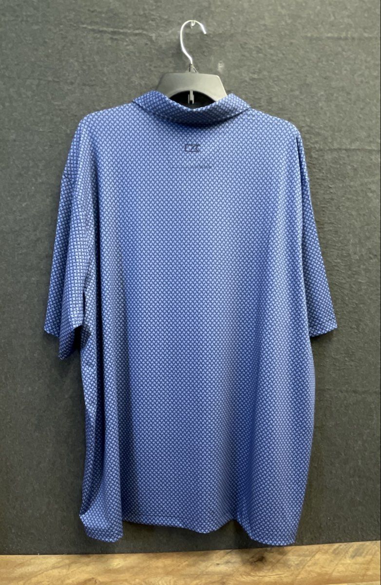 Cutter & Buck Men's Blue Diamond Print Polo Swedish Match Embroidery Sz XXXL