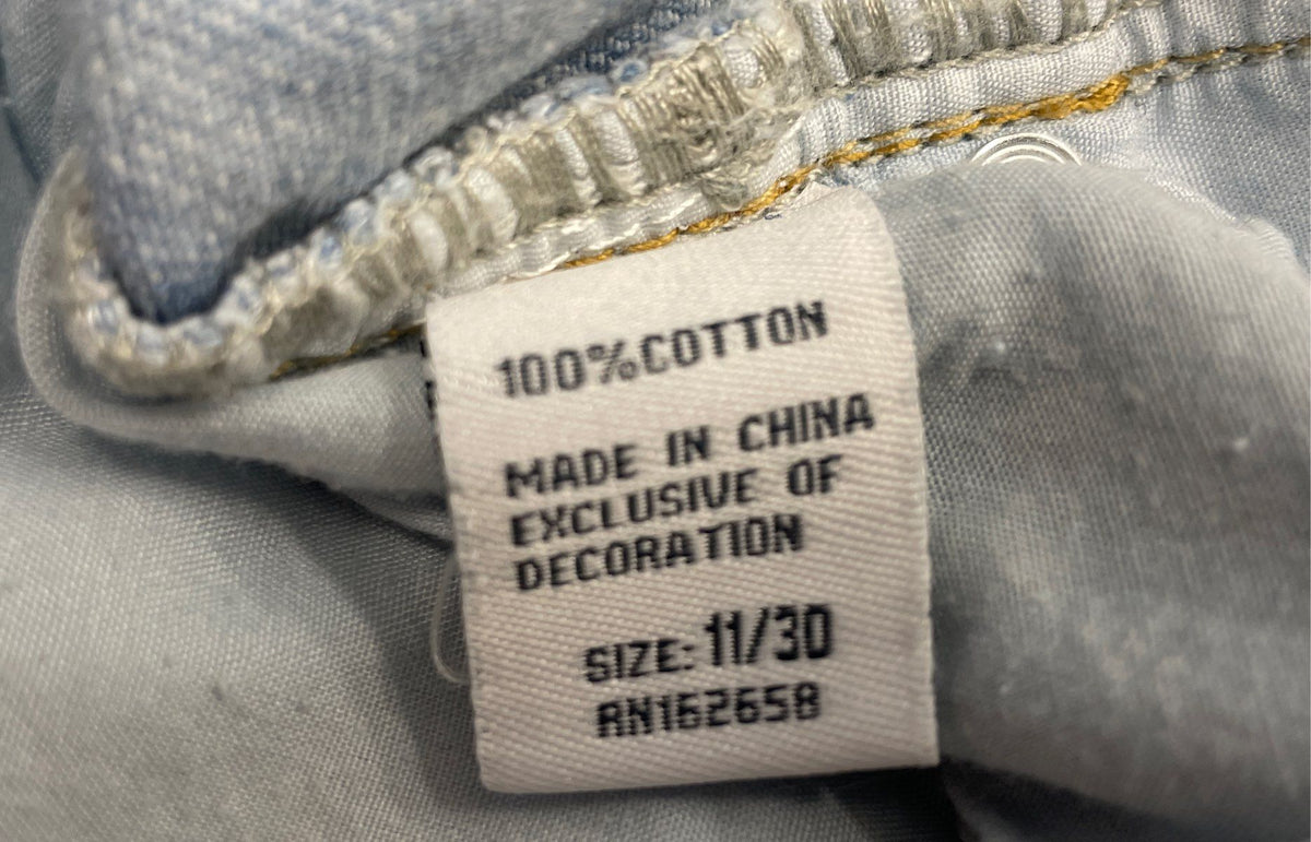 Telepatia Women's Light Wash Raw Hem Bow Wide Leg Denim Jeans Sz 11/30