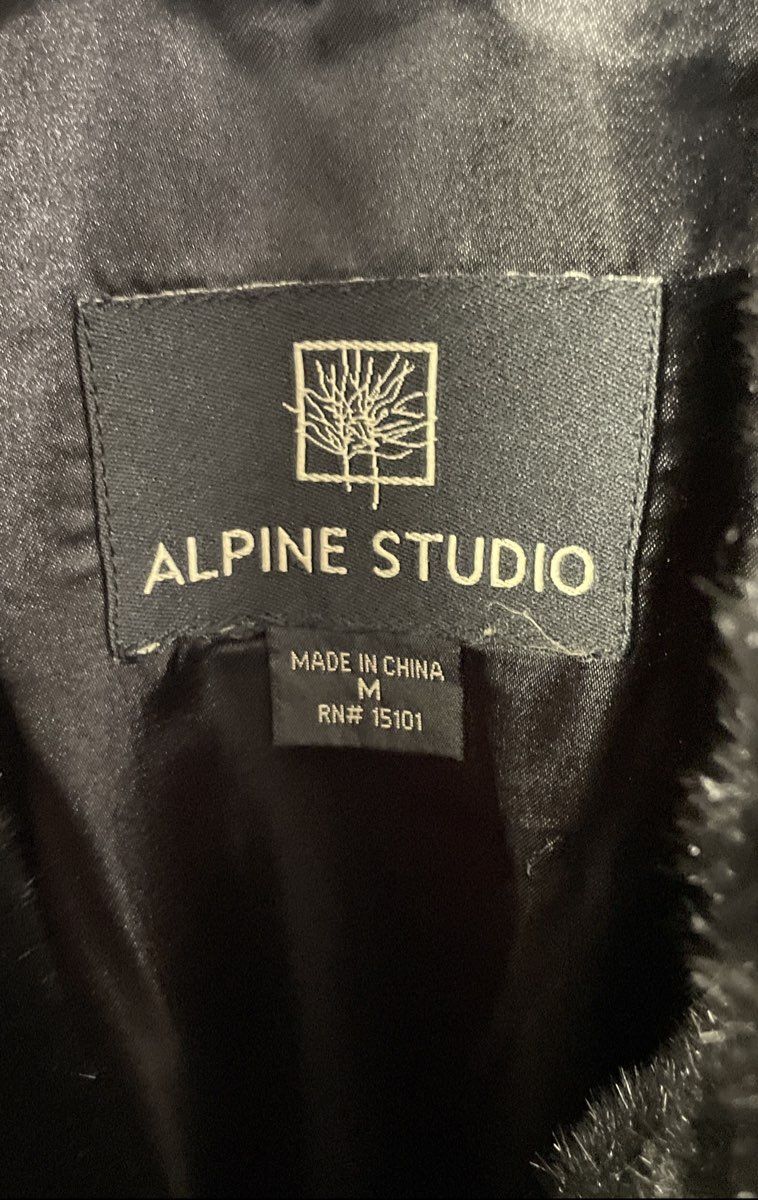 Alpine Studio Women's Black Faux Fur Hooded Long Parka Coat Jacket Sz M