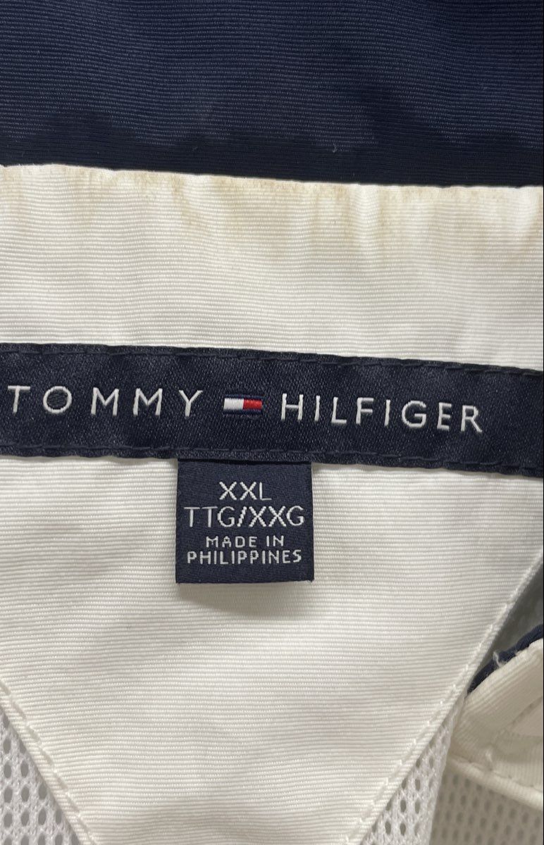 Tommy Hilfiger Men's White Full Zip Hooded Windbreaker Jacket Mesh Lined XXL