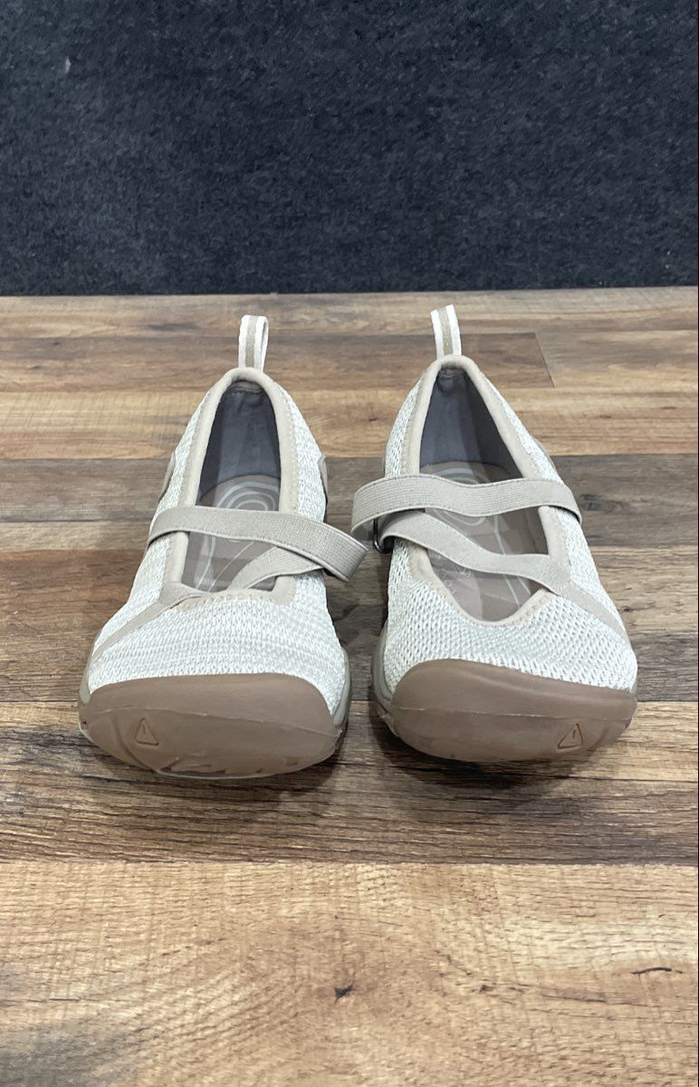 Keen Lorelai Mary Jane Silver Birch Grey Mesh Slip-On Shoes Women's Size 6.5