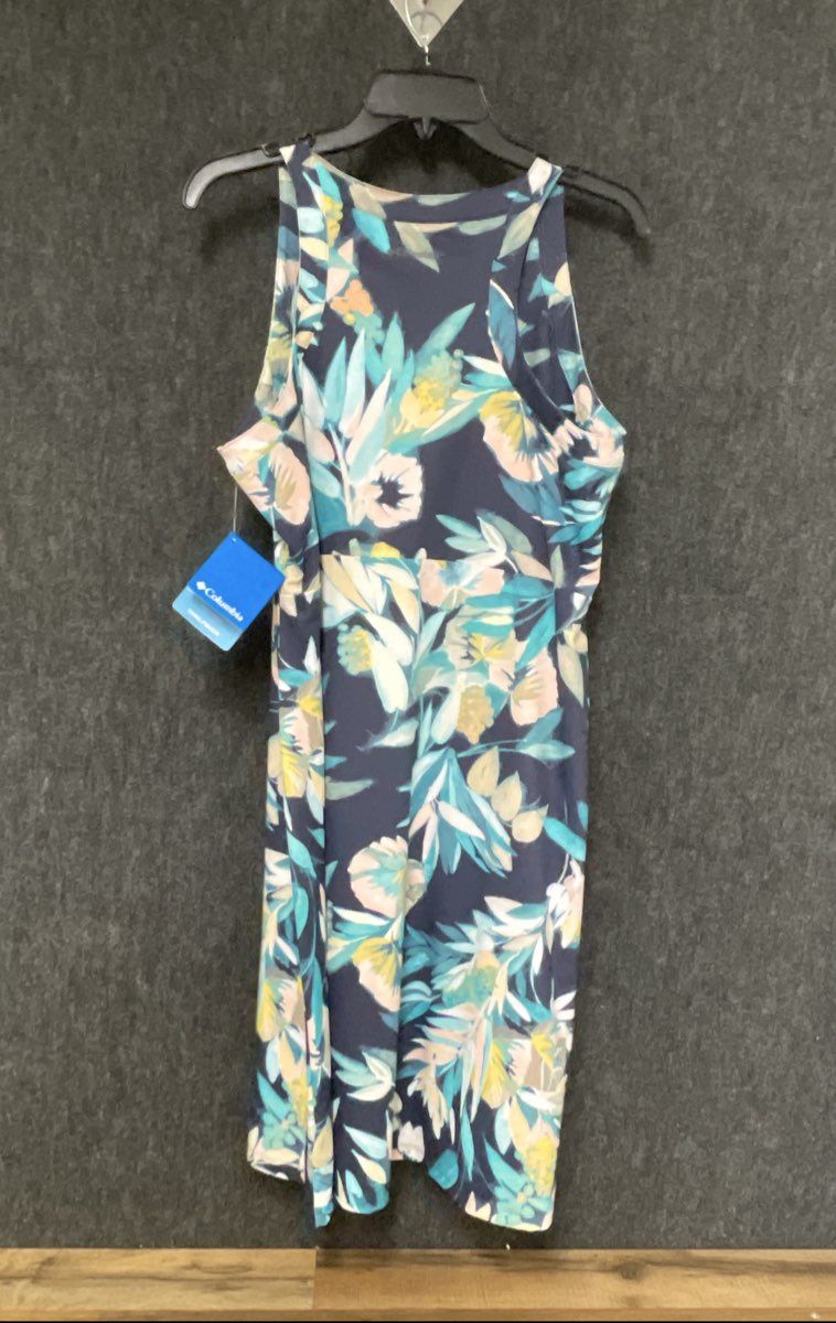 Columbia Women's Sleeveless Dress Blue Floral Tropical Print Sz XL NWT