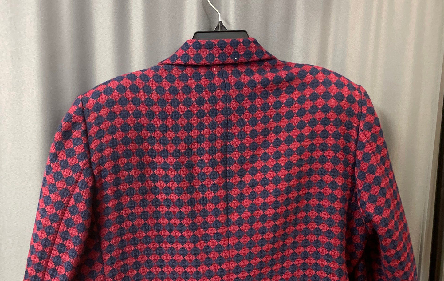 Vintage 90s Bleyle Women's Red Blue Wool Diamond Pattern Blazer Sz 14