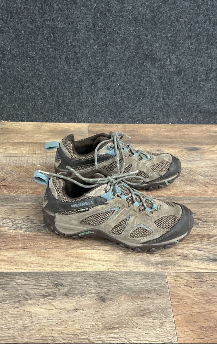 Merrell Siren Edge 3 Waterproof Hiking Shoes Taupe Blue Women's Size 6.5