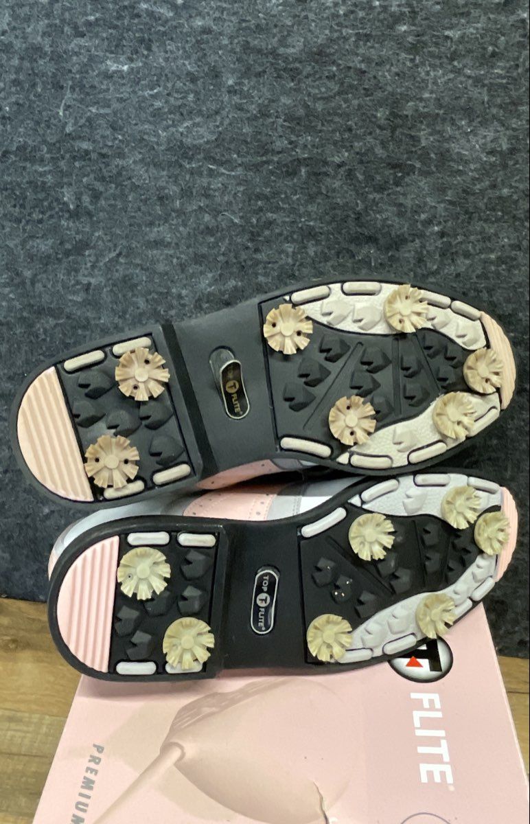 Top Flite Doral Kiltie White Pink Grey Ladies Golf Shoes Size 8