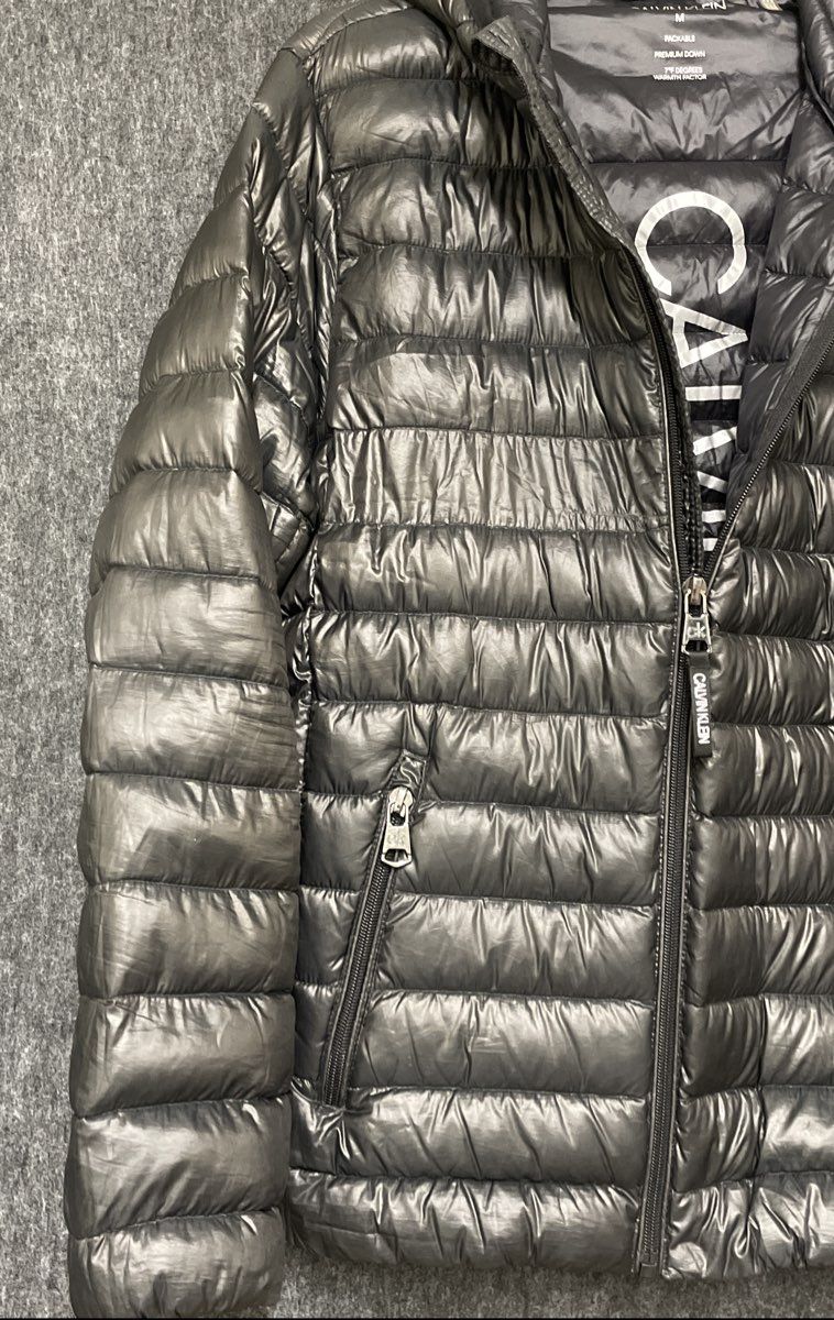 Calvin Klein Men's Black Packable Hooded Puffer Jacket 7 Degree Down Sz M