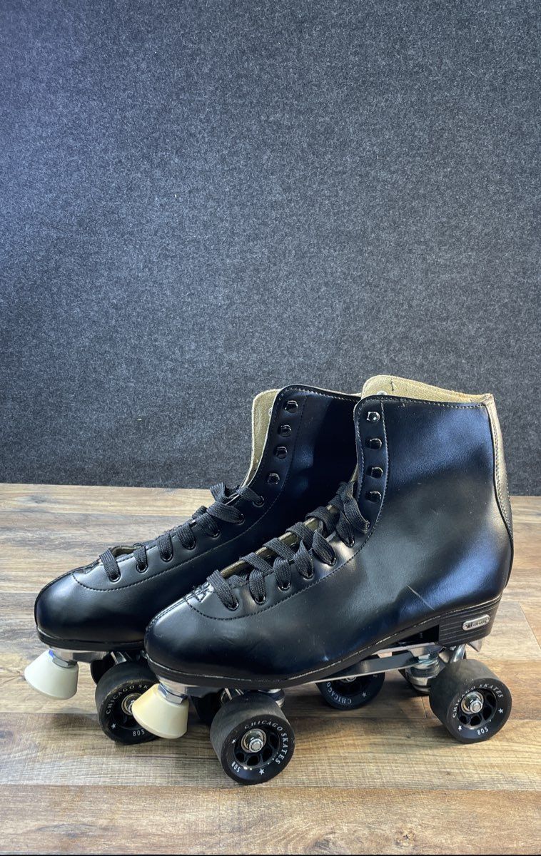 Chicago Skates Black High-Top Quad Roller Skates Rink Series Size 12