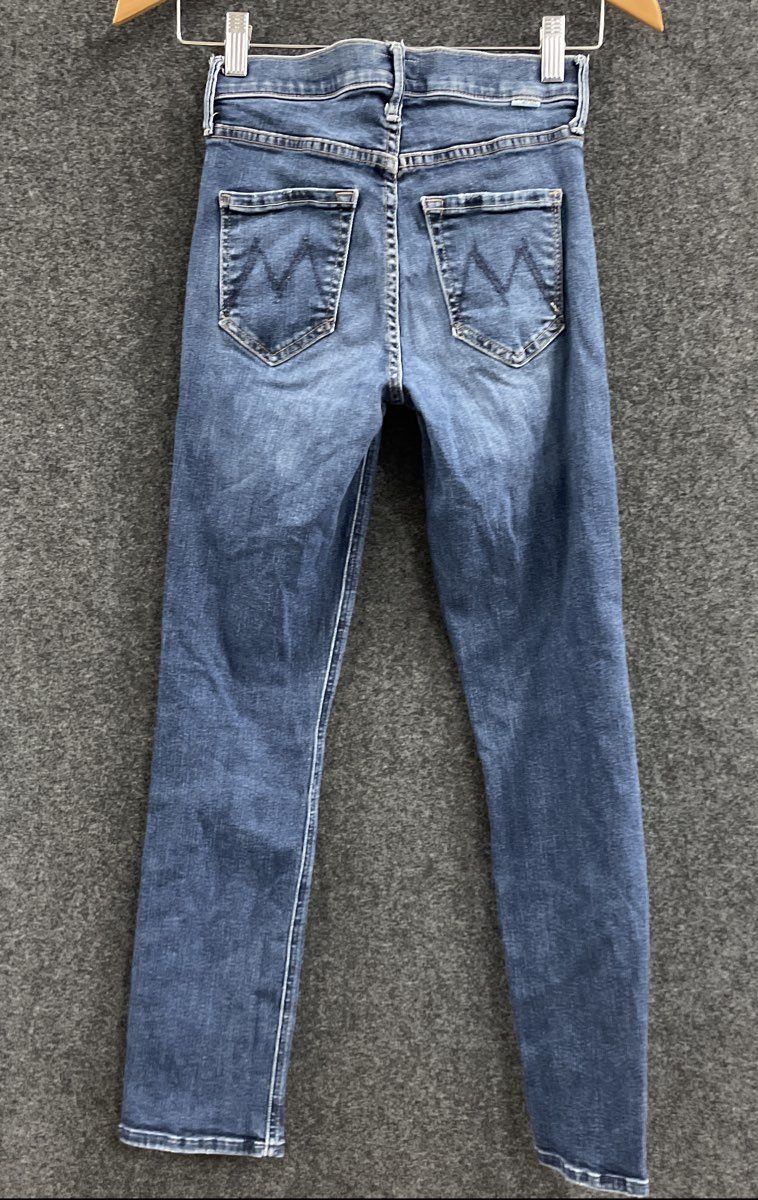 Mother Women's The Looker Skinny Jeans Blue Faded Whiskered Sz 25