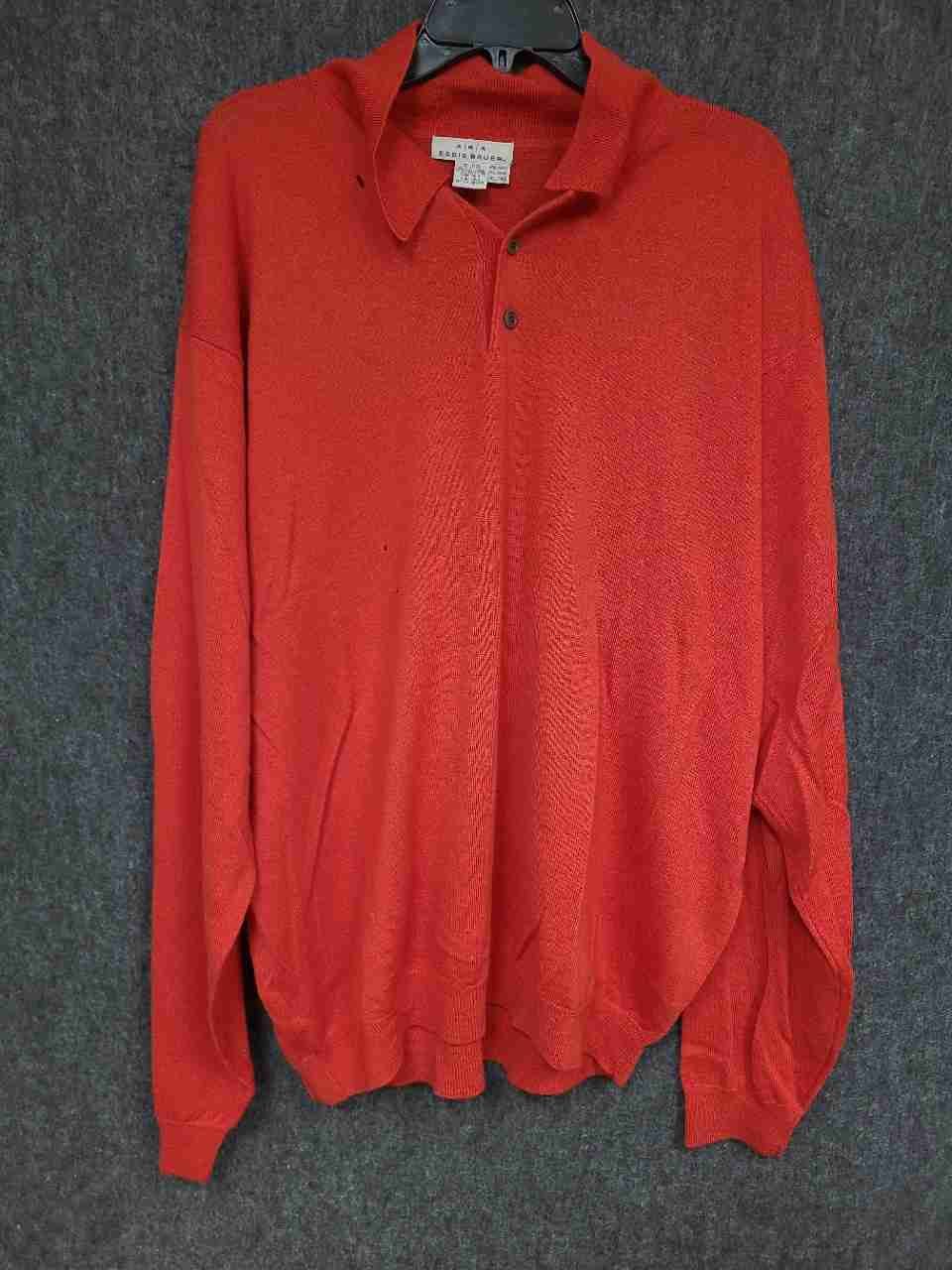 Vintage 90s Eddie Bauer AKA Men's Red 100% Wool Polo Sweater Sz XL Tall