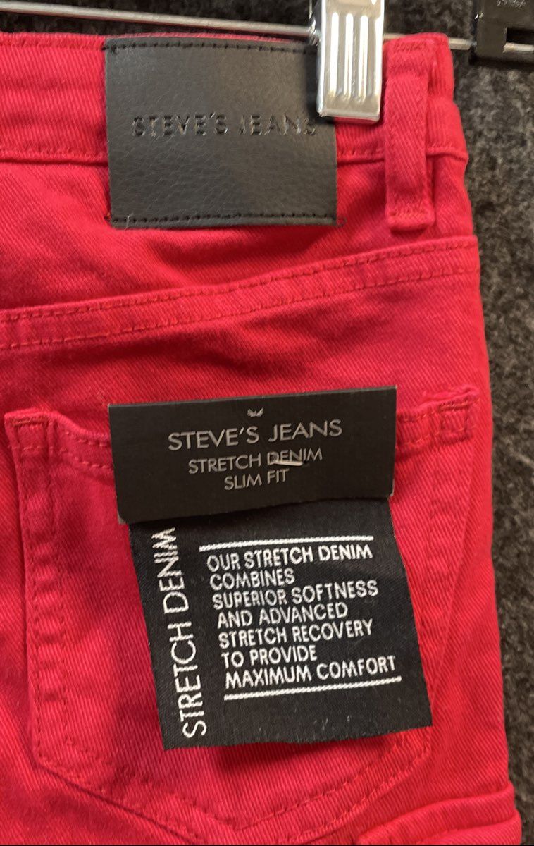 Steve's Jeans Boys' Red Slim Fit Stretch Denim Cargo Pants Size 6 NWT
