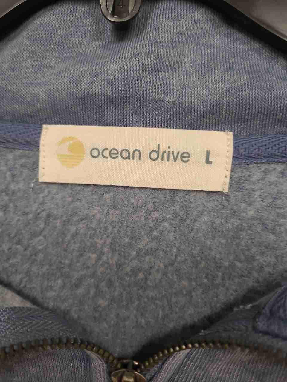 Ocean Drive Women's Blue Coastal Edge Surf Shop 1/4 Zip Sweatshirt NWT Size L