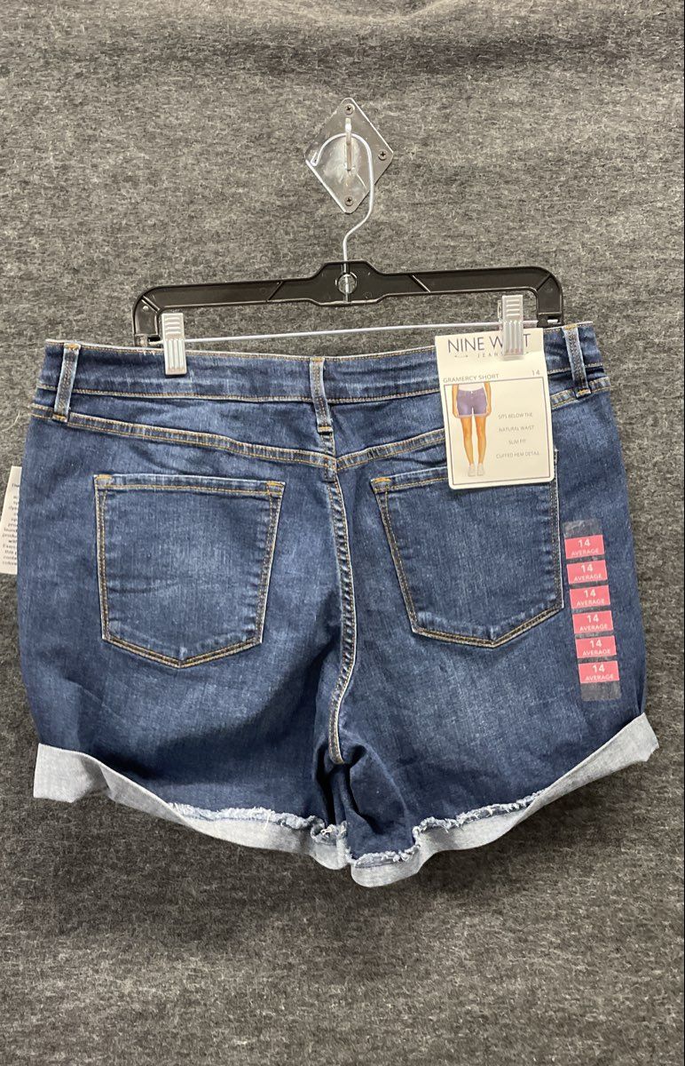 Nine West Women's Blue Gramercy Denim Jean Shorts Slim Fit Cuffed NWT Sz 14