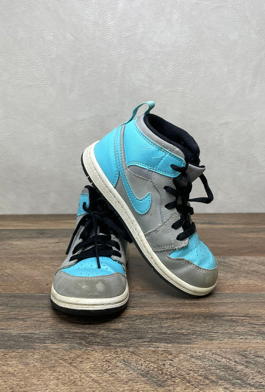 Nike Air Jordan 1 Mid BT Wolf Grey Sport Blue Toddler Sneakers Size 10C