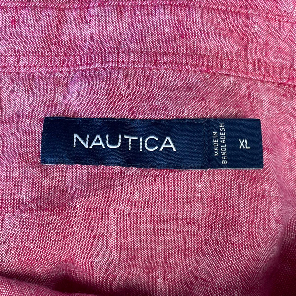 Nautica Men's 100% Linen Short Sleeve Button Down Shirt Red Blue Set of 2 Sz XL
